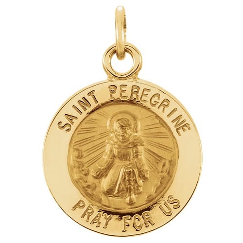 14kt Yellow Gold 12mm Round St.Peregrine Medal