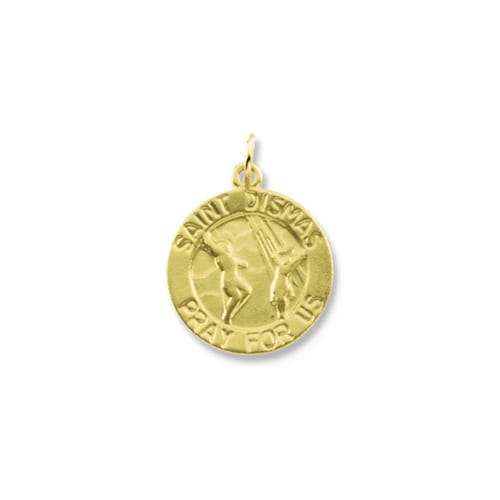 14kt Yellow Gold 15mm Round St. Dismas Medal