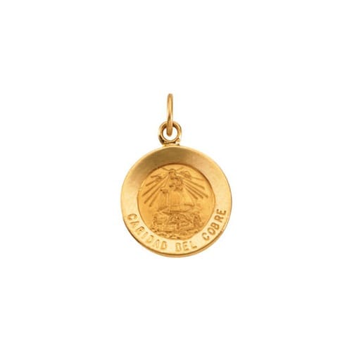 14kt Yellow Gold 12mm Round Caridad del Cobre Medal