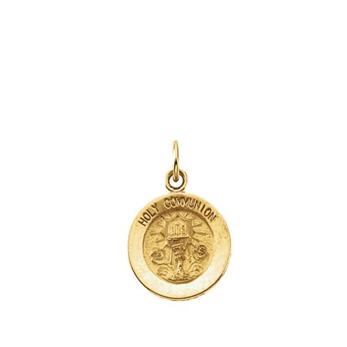 14kt Yellow Gold 11.5mm Round Holy Communion Medal