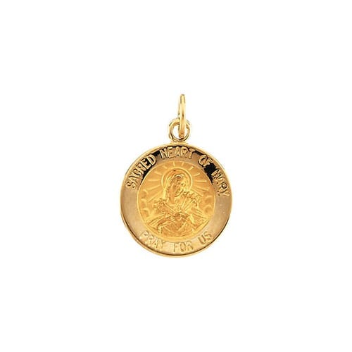 14kt Yellow Gold 12mm Sacred Heart of Mary Medal