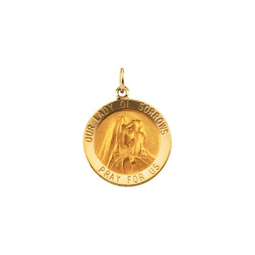 14kt Yellow Gold 18mm Our Lady of Sorrows Medal