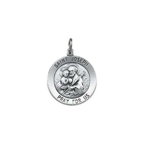 Sterling Silver 22mm Round St. Joseph Medal 24