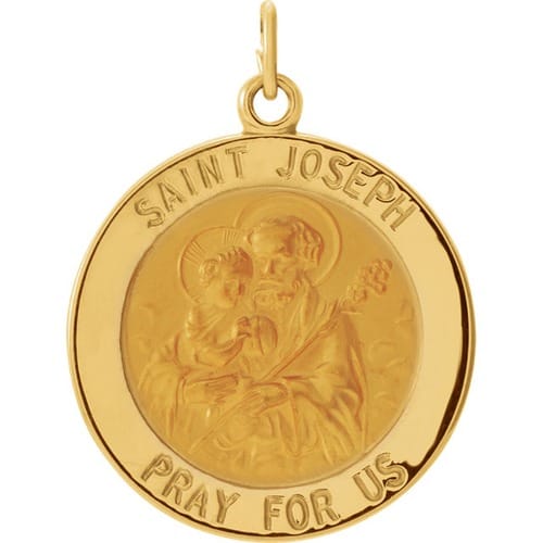 14kt Yellow Gold 22mm Round St. Joseph Medal