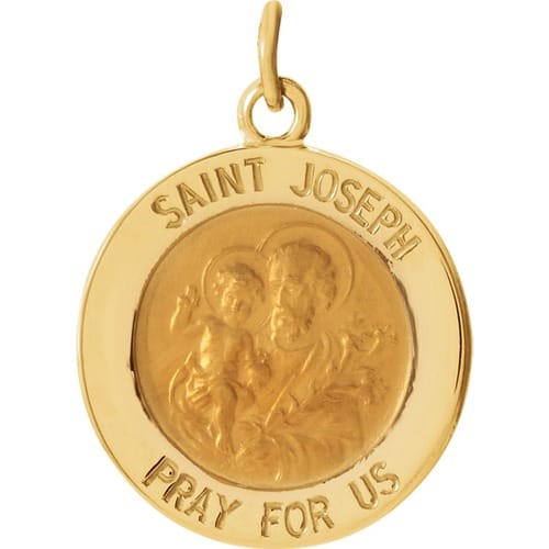 14kt Yellow Gold 15mm Round St. Joseph Medal