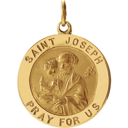 14kt Yellow Gold 18mm Round St. Joseph Medal