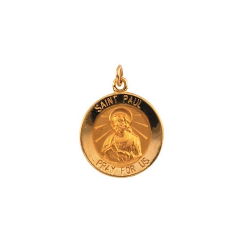 14kt Yellow Gold 15mm Round St.Paul the Apostle Medal