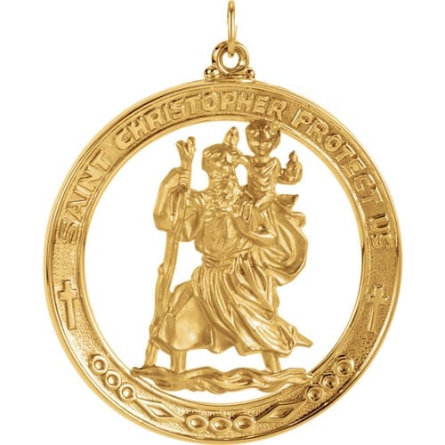 14kt Yellow Gold 38.75mm St. Christopher Medal