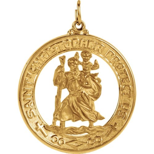 14kt Yellow Gold 29mm St. Christopher Medal