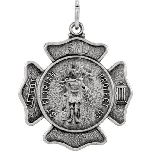 Sterling Silver 28x25mm St. Florian Pendant