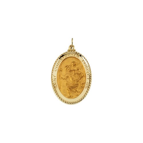 14kt Yellow Gold 39x26mm St. Christopher Medal