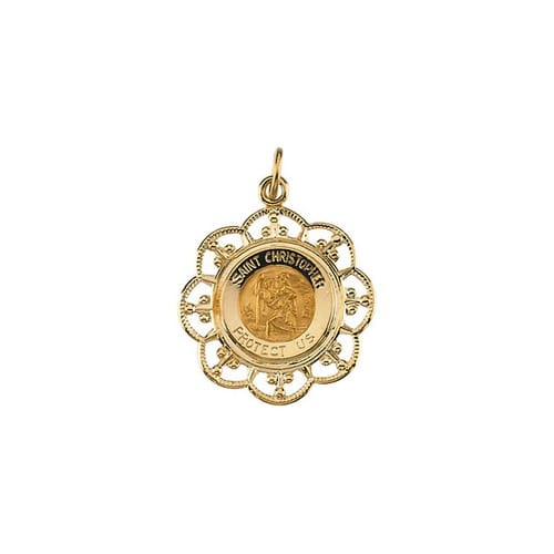 14kt Yellow Gold 23x20mm St. Christopher Medal