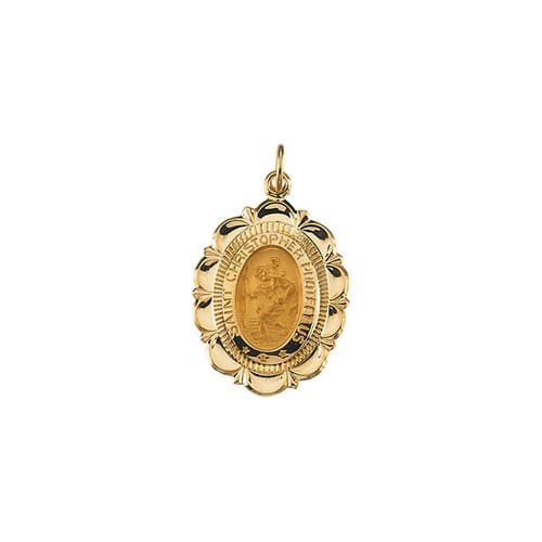 14kt Yellow Gold 25x18mm St. Christopher Medal