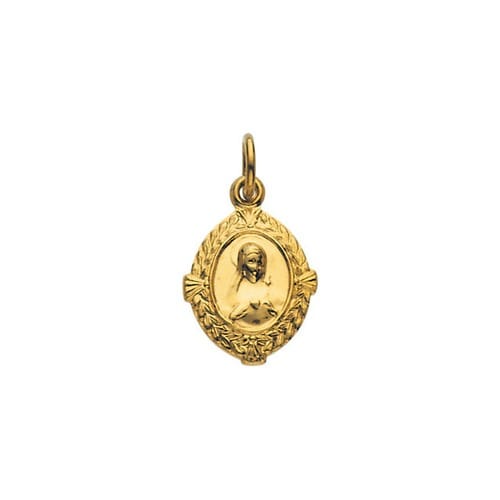 14kt Yellow Gold 12x9mm Immaculate Heart of Mary Medal