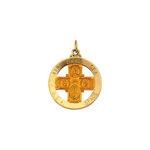 14kt Yellow Gold 25mm St. Christopher Four-Way Medal