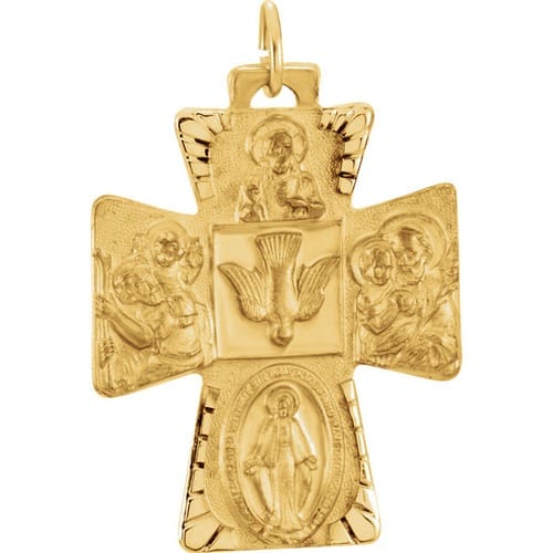 14kt Yellow Gold 28x23.5mm Four-Way Cross Medal