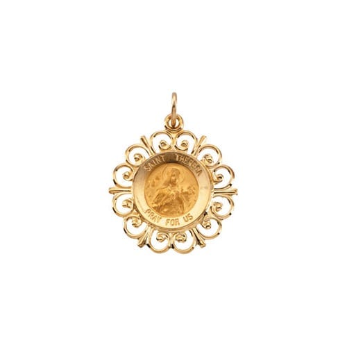 14kt Yellow Gold 20x18.5mm St. Theresa Medal