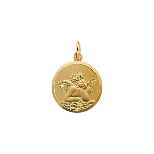 14kt Yellow Gold 16mm Angel Medal