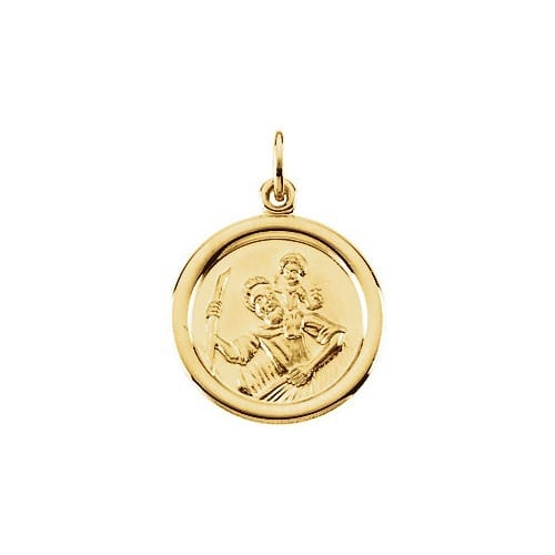 14kt Yellow Gold 16mm St. Christopher Medal