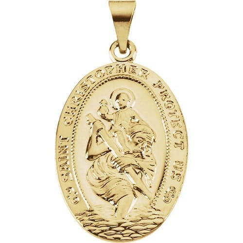 14kt Yellow Gold 25x17.5mm St. Christopher Medal