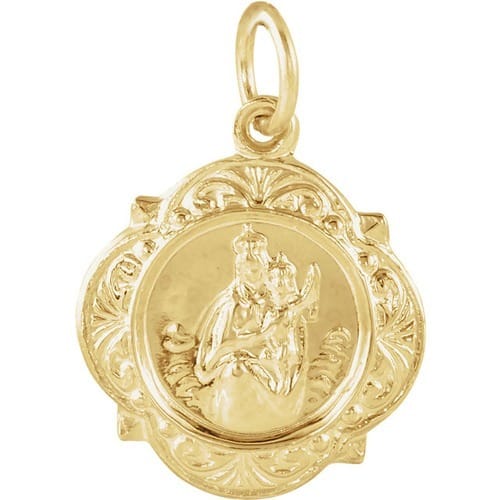 13kt Yellow Gold 12.14x12.09mm Scapular Medal