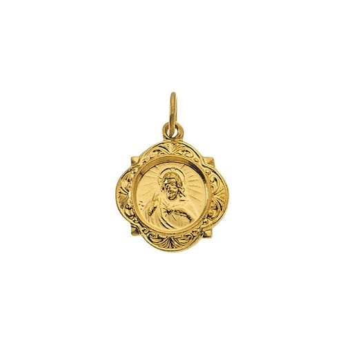 14kt Yellow Gold 12.14x12.09mm Sacred Heart of Jesus Medal