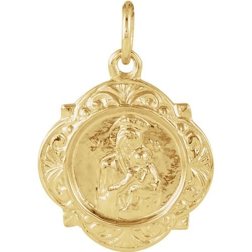 14kt Yellow Gold 12.14x12.09mm Our Lady of Perpetual Help Medal