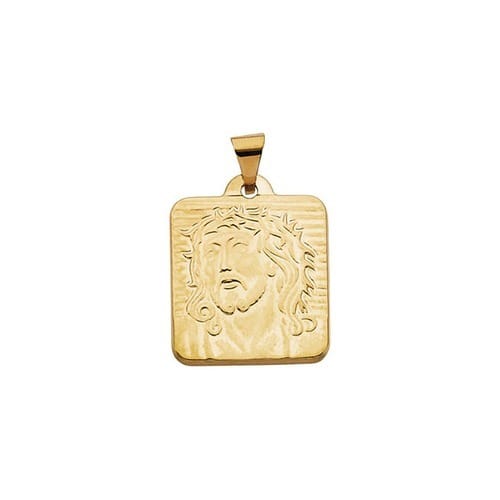 14kt Yellow Gold 18.5x17mm Face of Jesus Pendant