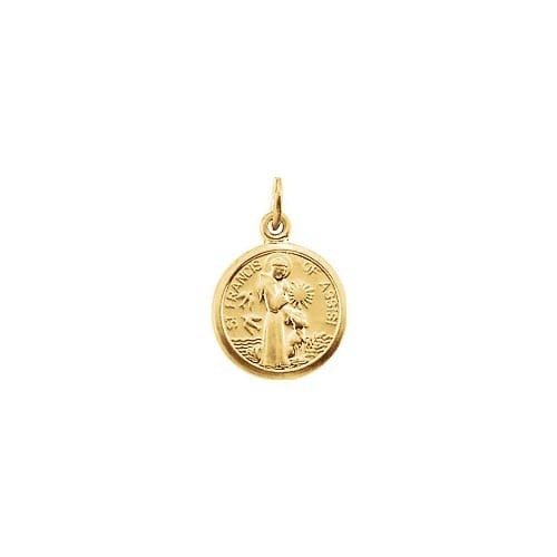 14kt Yellow Gold 10.15x12mm St. Francis of Assisi Medal