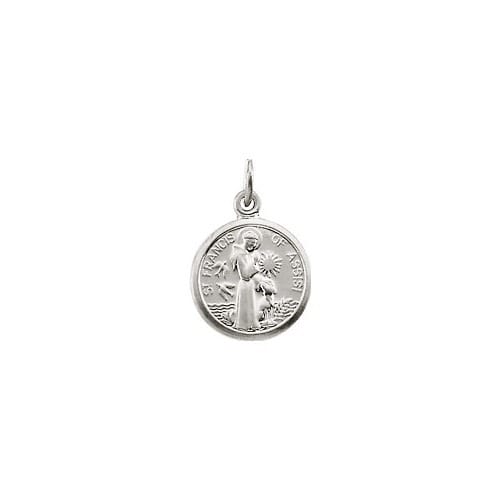 14kt White Gold 10.15x12mm St. Francis of Assisi Medal