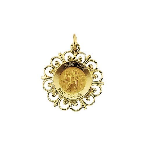 14kt Yellow Gold 18.5mm Round St. Luke Medal