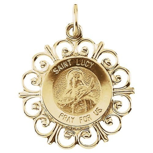 14kt Yellow Gold 18.5mm Round St. Lucy Medal