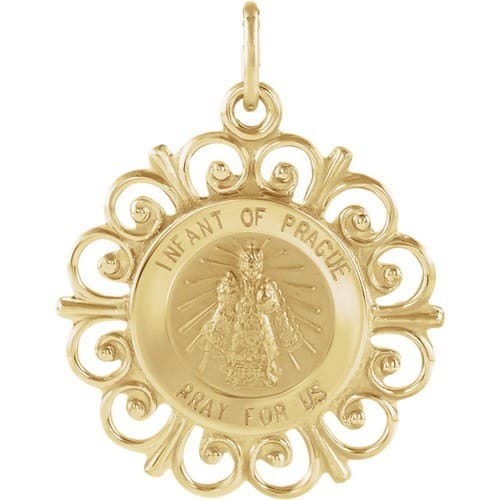 14kt Yellow Gold 18.5mm Infant of Prague Medal