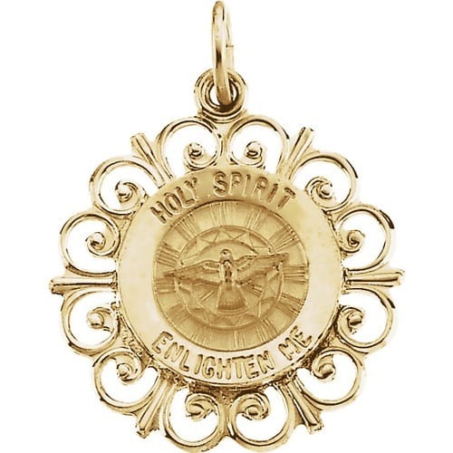 14kt Yellow Gold 18.5mm Holy Spirit Medal