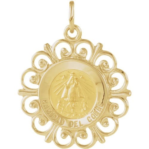 14kt Yellow Gold 18.5mm Caridad Del Cobre Medal