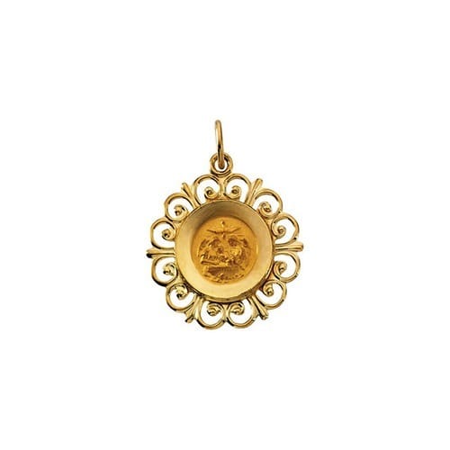 14kt Yellow Gold 18.5mm Round Baptismal Medal