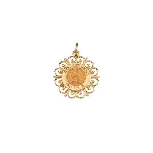 14kt Yellow Gold 18.5mm Altagracia Holy Family Pendant Medal