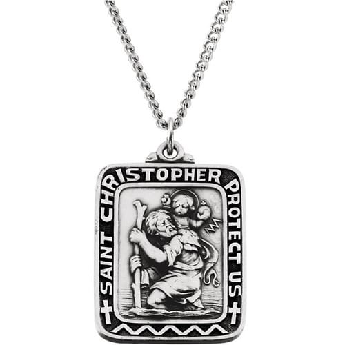 Sterling Silver 31.5x25.75 St. Christopher Medal