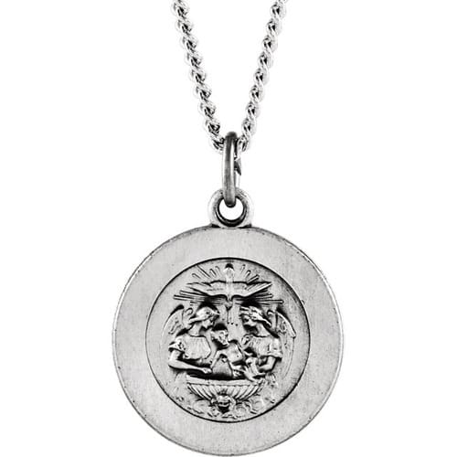 Sterling Silver 14.75mm Baptismal Medal