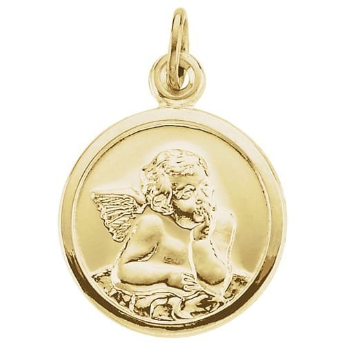 14kt Yellow Gold 14.25mm Guardian Angel Medal