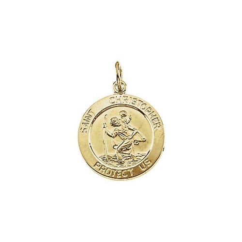 14kt Yellow Gold 15mm St. Christopher Medal