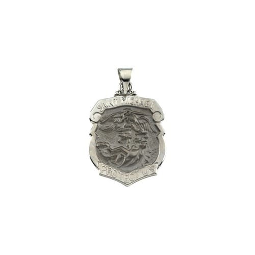 14kt White Gold 24.25x20.75mm Hollow St. Michael Medal