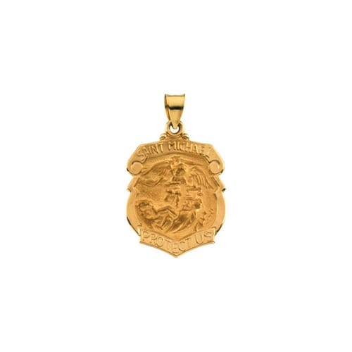 14kt Yellow Gold 25x21.5mm Hollow St. Michael Medal