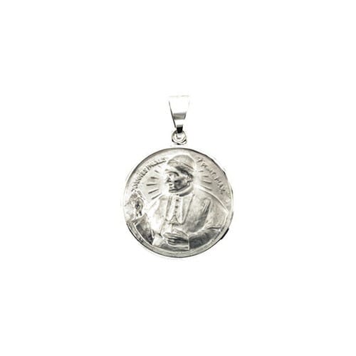 14kt White Gold 20.75mm Round Pope John Paul II Hollow Medal