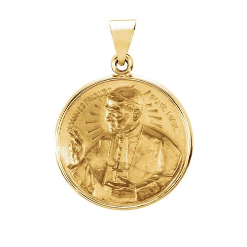 14kt Yellow Gold 20.75mm Round Pope John Paul II Hollow Medal