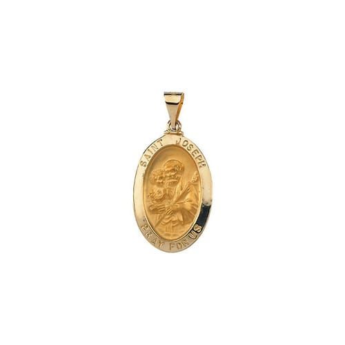 14kt Yellow Gold 23.25x16mm Hollow Oval St. Joseph Medal