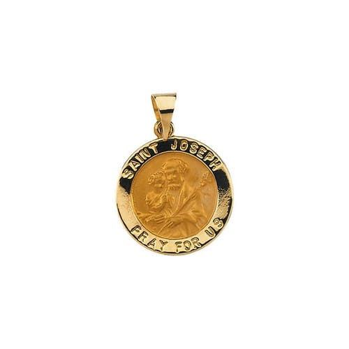 14kt Yellow Gold 18.25mm Hollow Round St. Joseph Medal