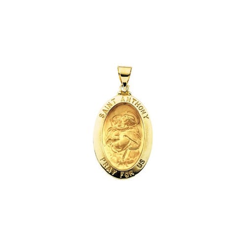 14kt Yellow Gold 23x16mm Hollow Oval St. Anthony Medal