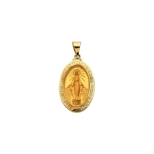 14kt Yellow Gold 23x16mm Hollow Miraculous Medal