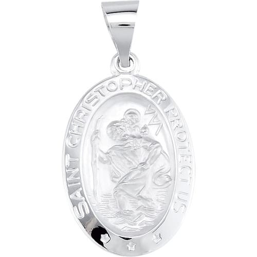 14kt White Gold 19x13.5mm Oval St. Christopher Hollow Medal